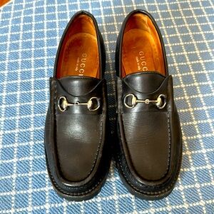 Gucci black leather loafers, size 38